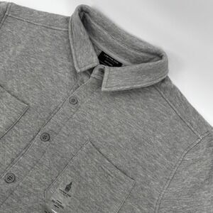 London Fog Shirt Mens 2XL Gray Quilted Button Front Long Sleeve Shacket Casual